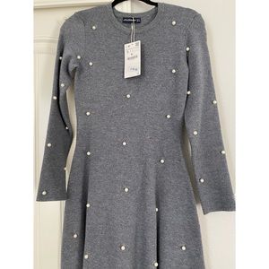 BNWT Zara Sweater Dress with Pearls